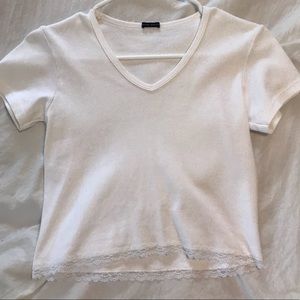cropped white t-shirt with lace